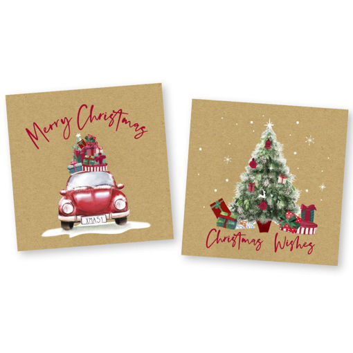 Picture of CHRISTMAS CARDS 12PK 14X14CM KRAFT